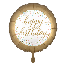 Folieballon 'Happy Birthday' pastel confetti ( zonder helium )